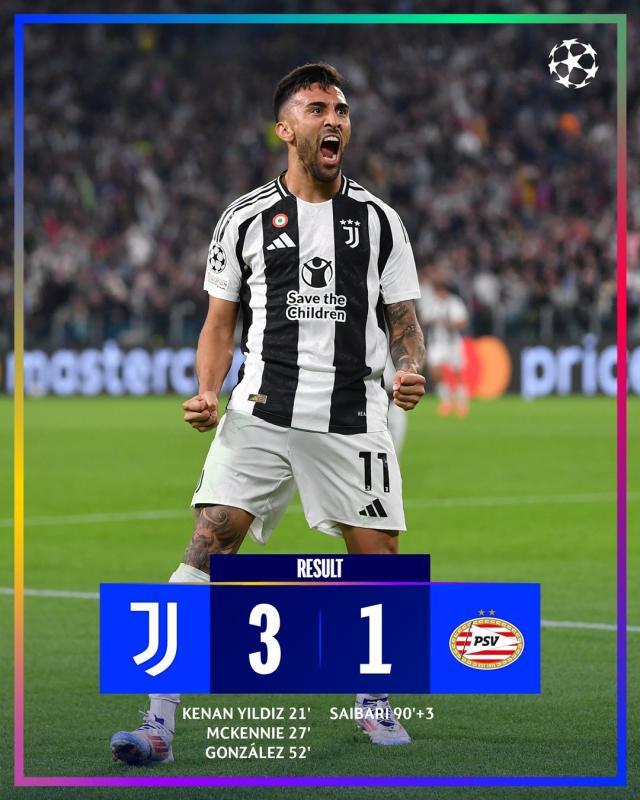 【欧冠】多点开花，尤文3比1轻取埃因霍温取得开门红